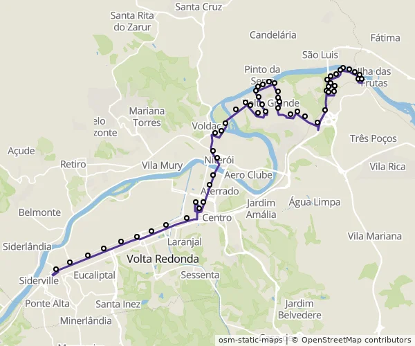 Mapa do itinerário da linha
