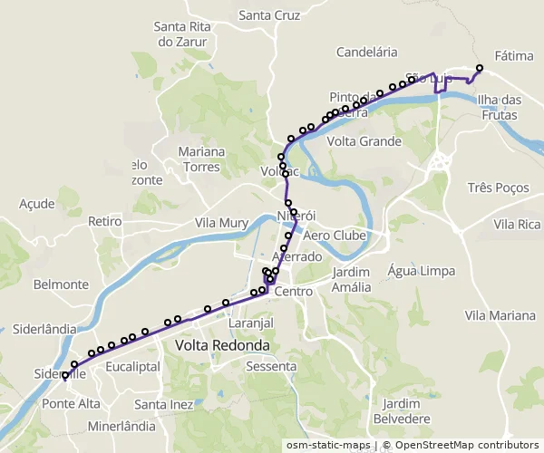 Mapa do itinerário da linha