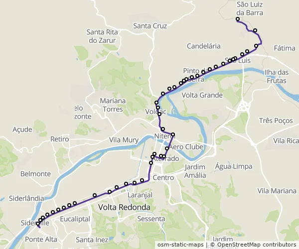 Mapa do itinerário da linha