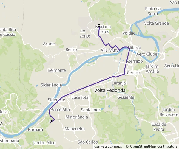 Mapa do itinerário da linha