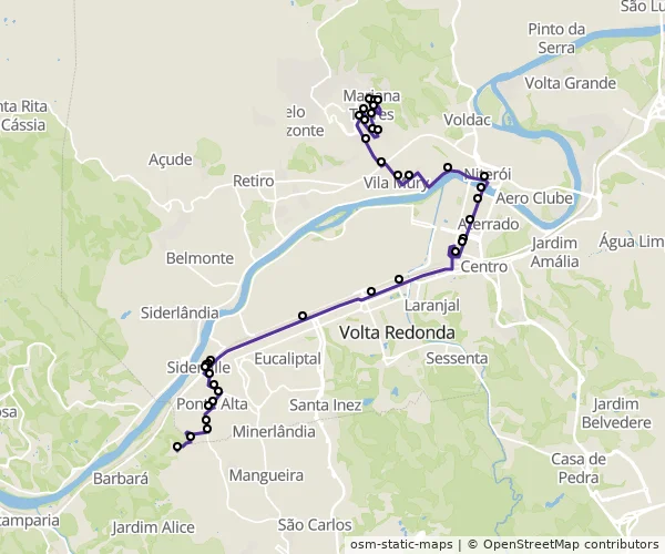 Mapa do itinerário da linha