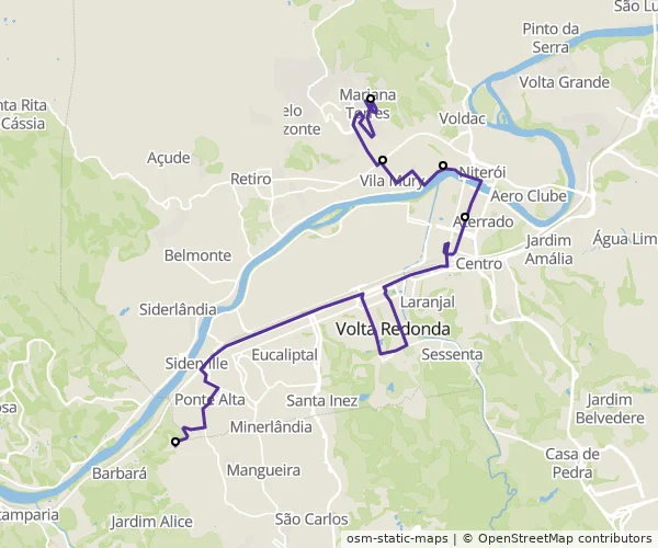 Mapa do itinerário da linha