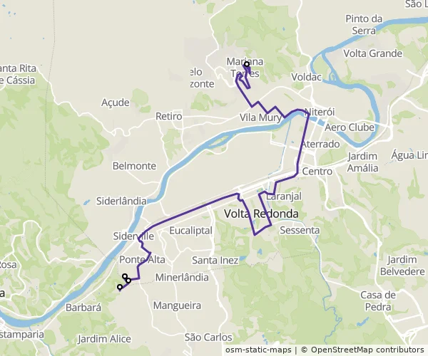 Mapa do itinerário da linha