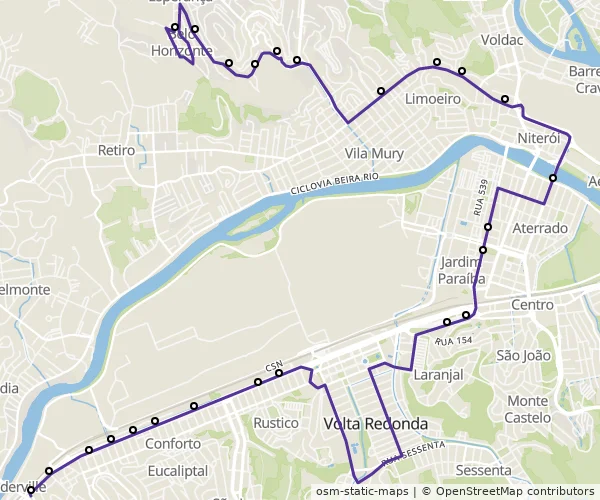 Mapa do itinerário da linha