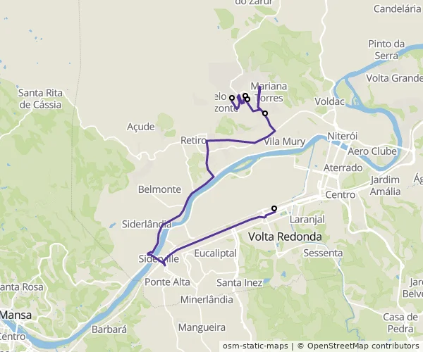 Mapa do itinerário da linha