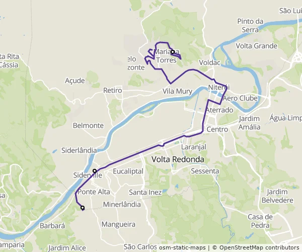 Mapa do itinerário da linha