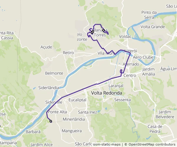 Mapa do itinerário da linha