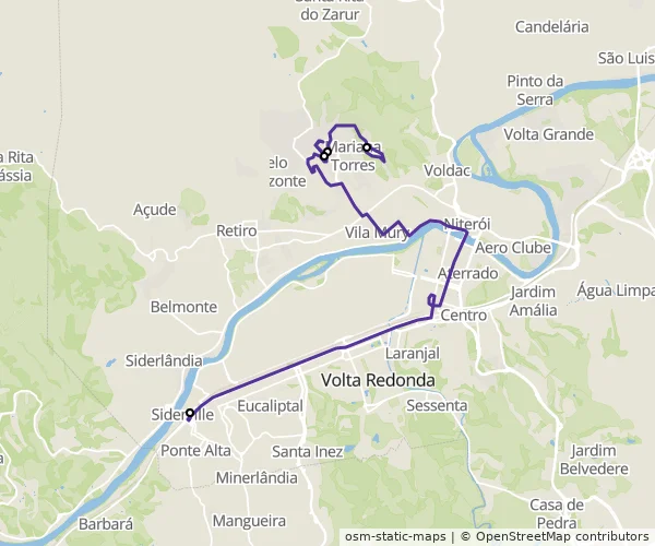 Mapa do itinerário da linha