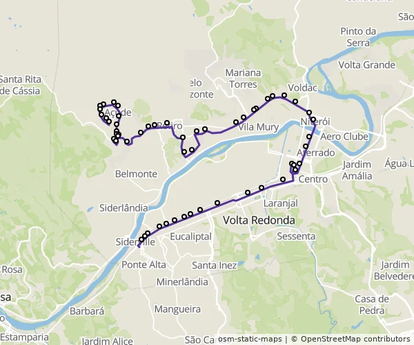 Mapa do itinerário da linha