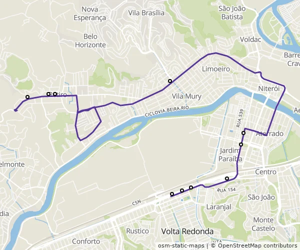 Mapa do itinerário da linha