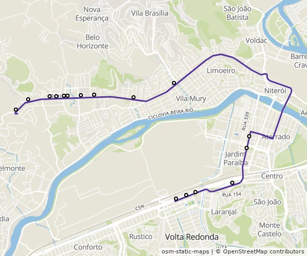 Mapa do itinerário da linha