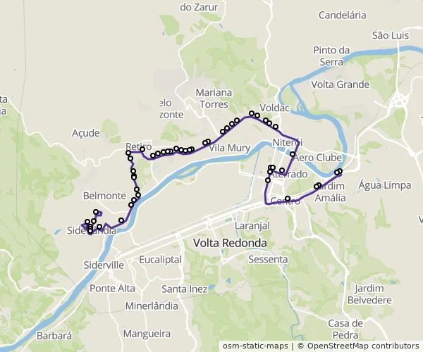 Mapa do itinerário da linha