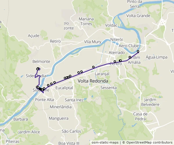 Mapa do itinerário da linha