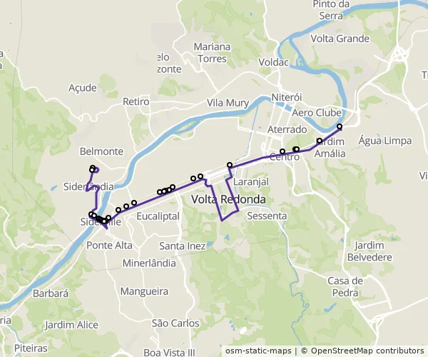 Mapa do itinerário da linha