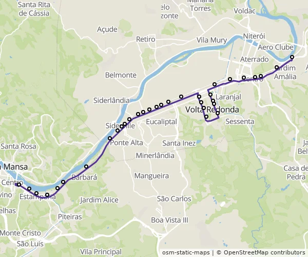 Mapa do itinerário da linha