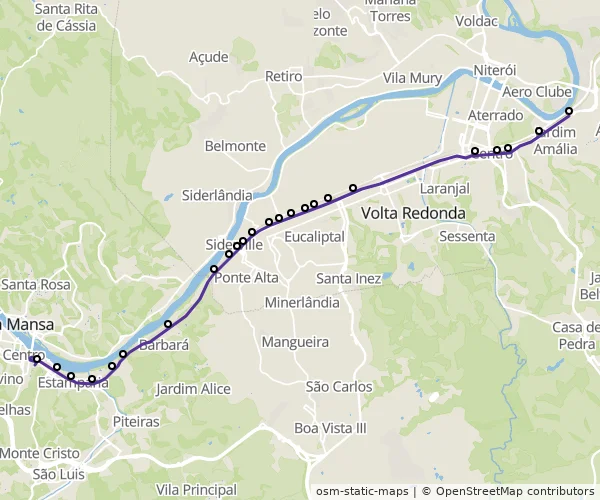 Mapa do itinerário da linha