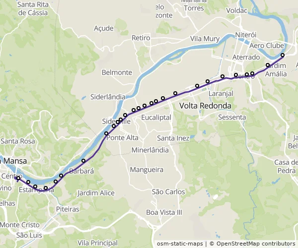 Mapa do itinerário da linha