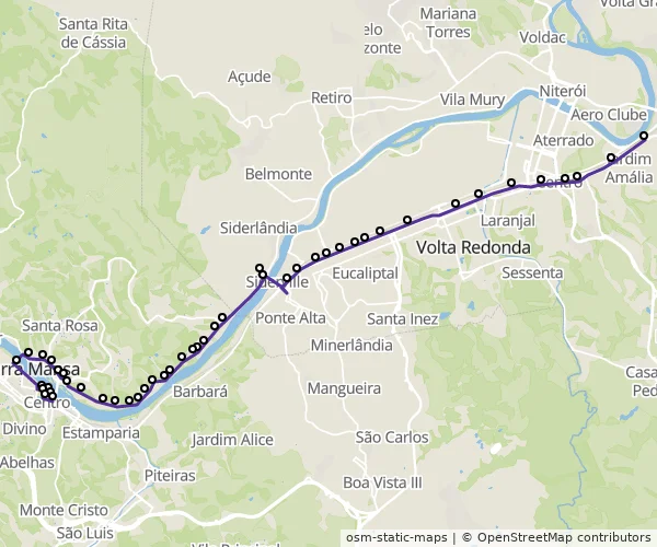 Mapa do itinerário da linha