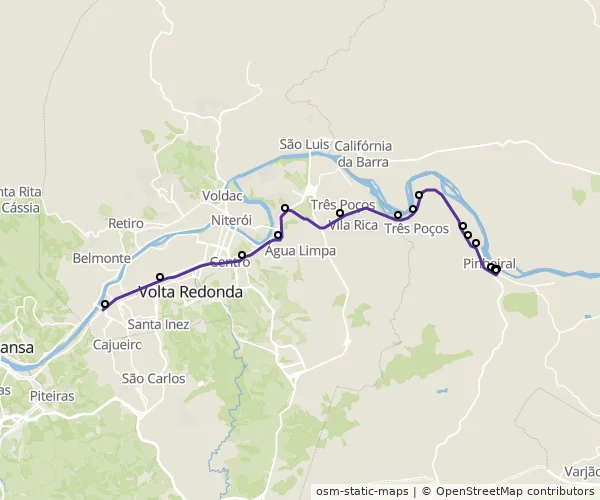 Mapa do itinerário da linha