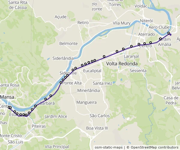 Mapa do itinerário da linha