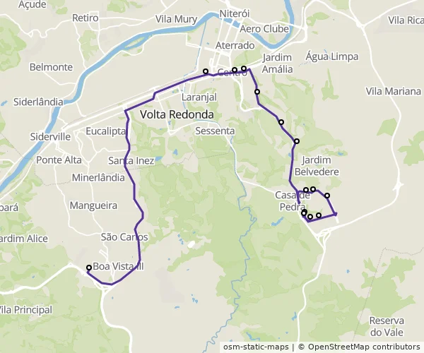 Mapa do itinerário da linha