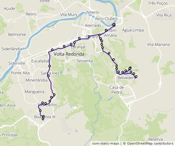Mapa do itinerário da linha