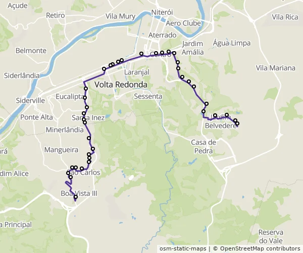 Mapa do itinerário da linha