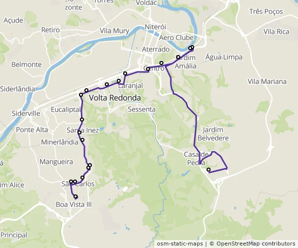 Mapa do itinerário da linha
