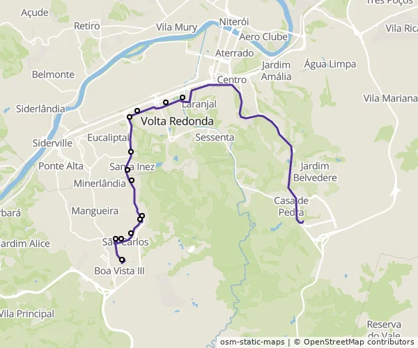 Mapa do itinerário da linha