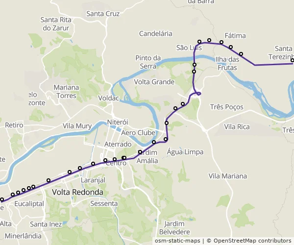 Mapa do itinerário da linha