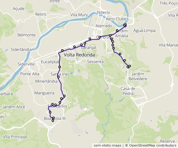 Mapa do itinerário da linha