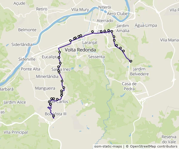 Mapa do itinerário da linha