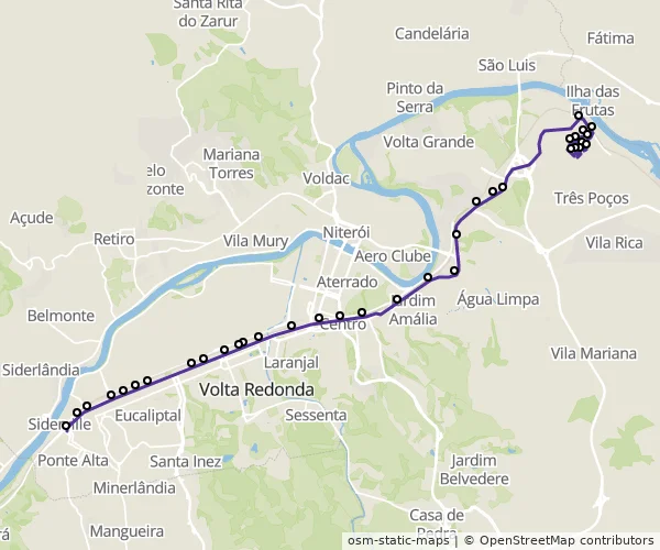 Mapa do itinerário da linha