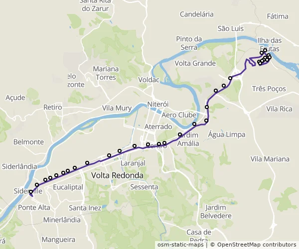 Mapa do itinerário da linha