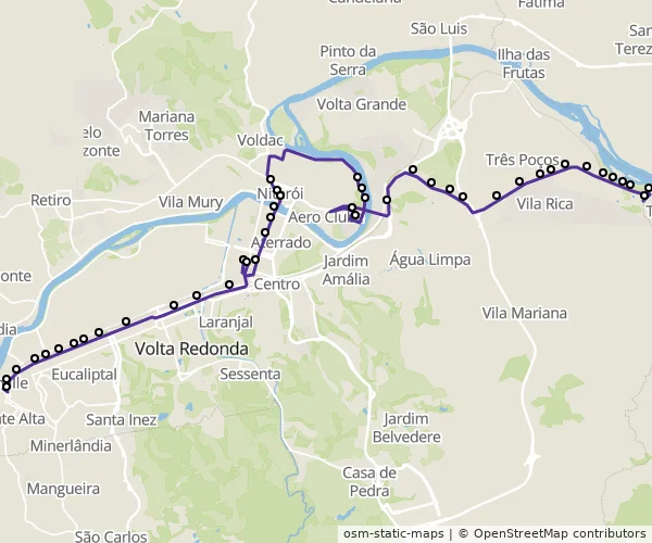 Mapa do itinerário da linha