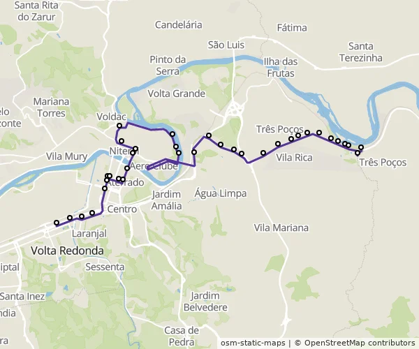 Mapa do itinerário da linha
