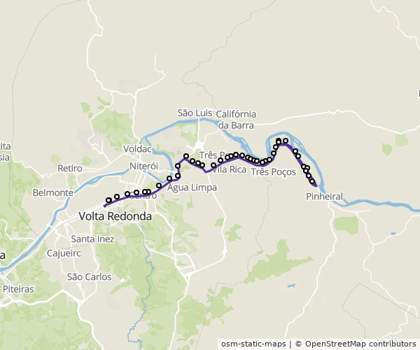 Mapa do itinerário da linha