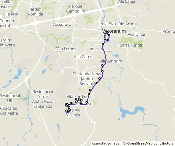Mapa do itinerário da linha