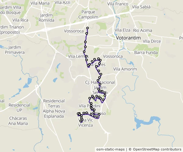 Mapa do itinerário da linha