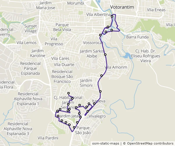 Mapa do itinerário da linha