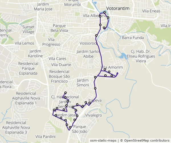Mapa do itinerário da linha