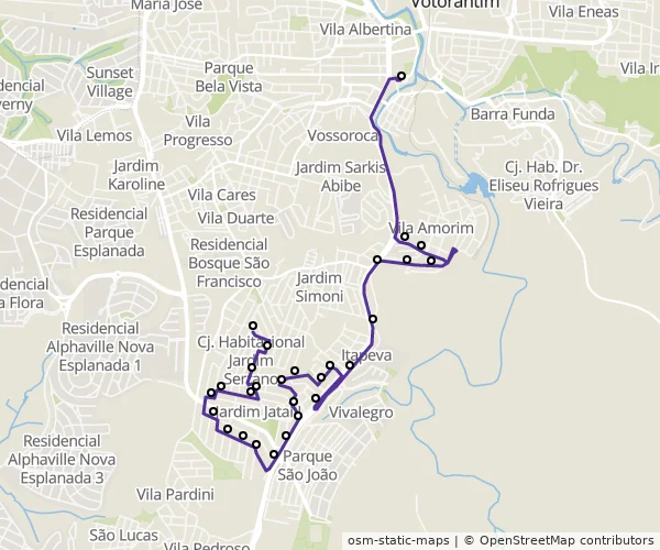 Mapa do itinerário da linha