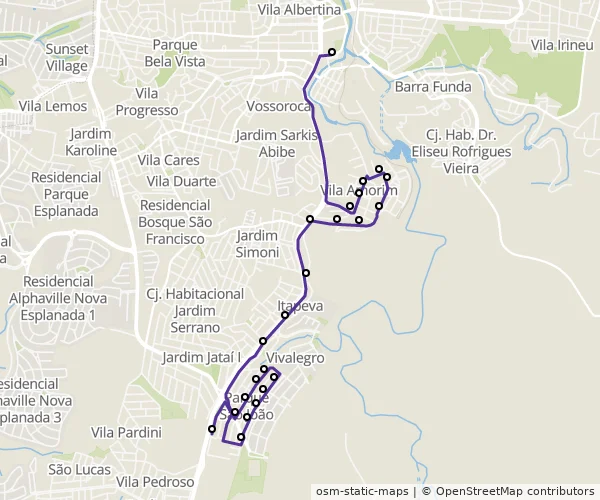 Mapa do itinerário da linha