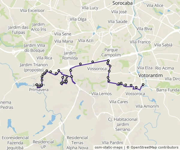 Mapa do itinerário da linha