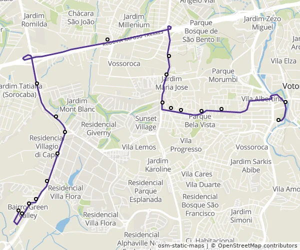 Mapa do itinerário da linha