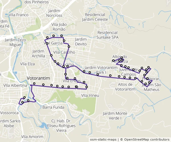Mapa do itinerário da linha