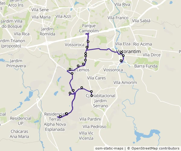 Mapa do itinerário da linha