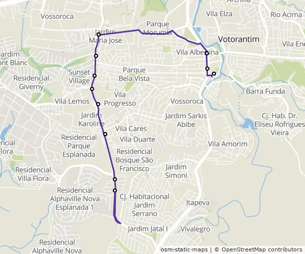 Mapa do itinerário da linha