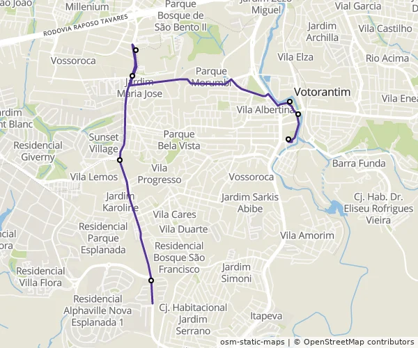 Mapa do itinerário da linha